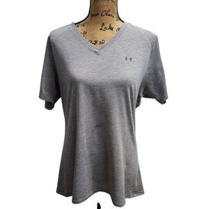 Under Armour‎ Tech T-Shirt V-Neck Loose Fit Athletic Top Gray Women's